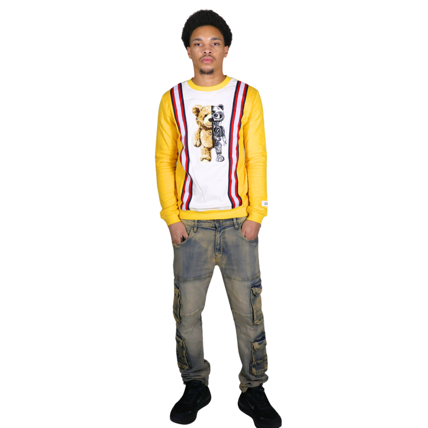 Bear Graphic Striped Long Sleeve Tee