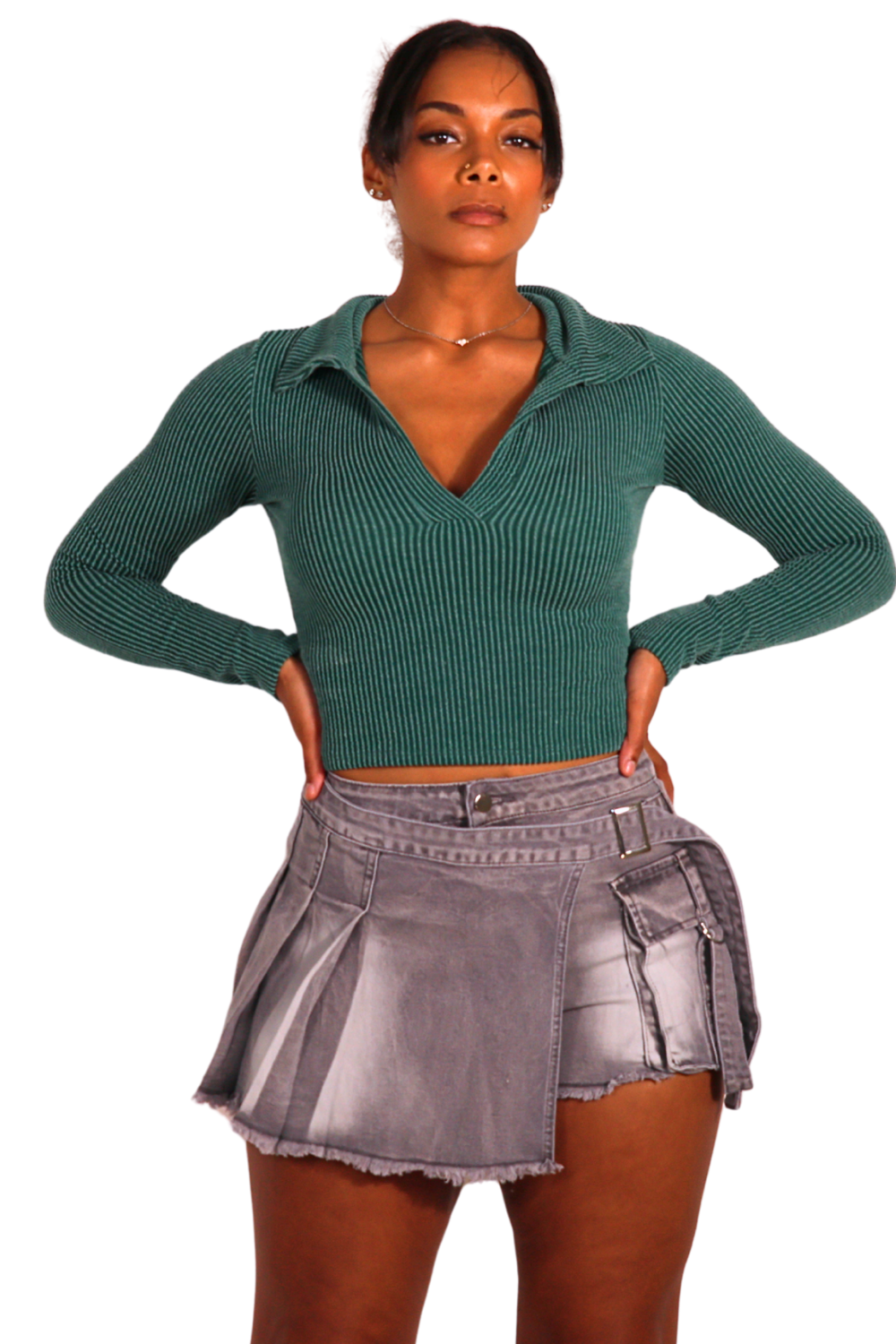 Denim Wrap Mini Skirt