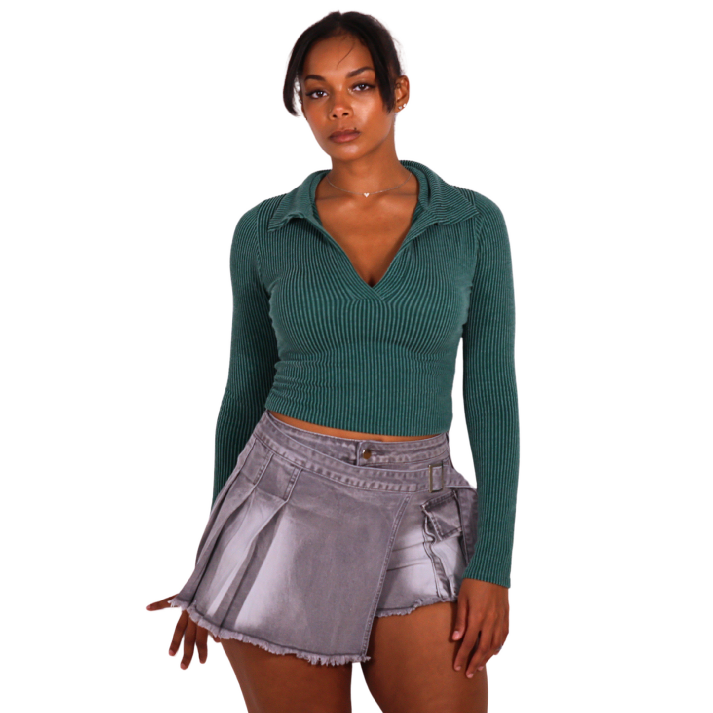 Denim Wrap Mini Skirt