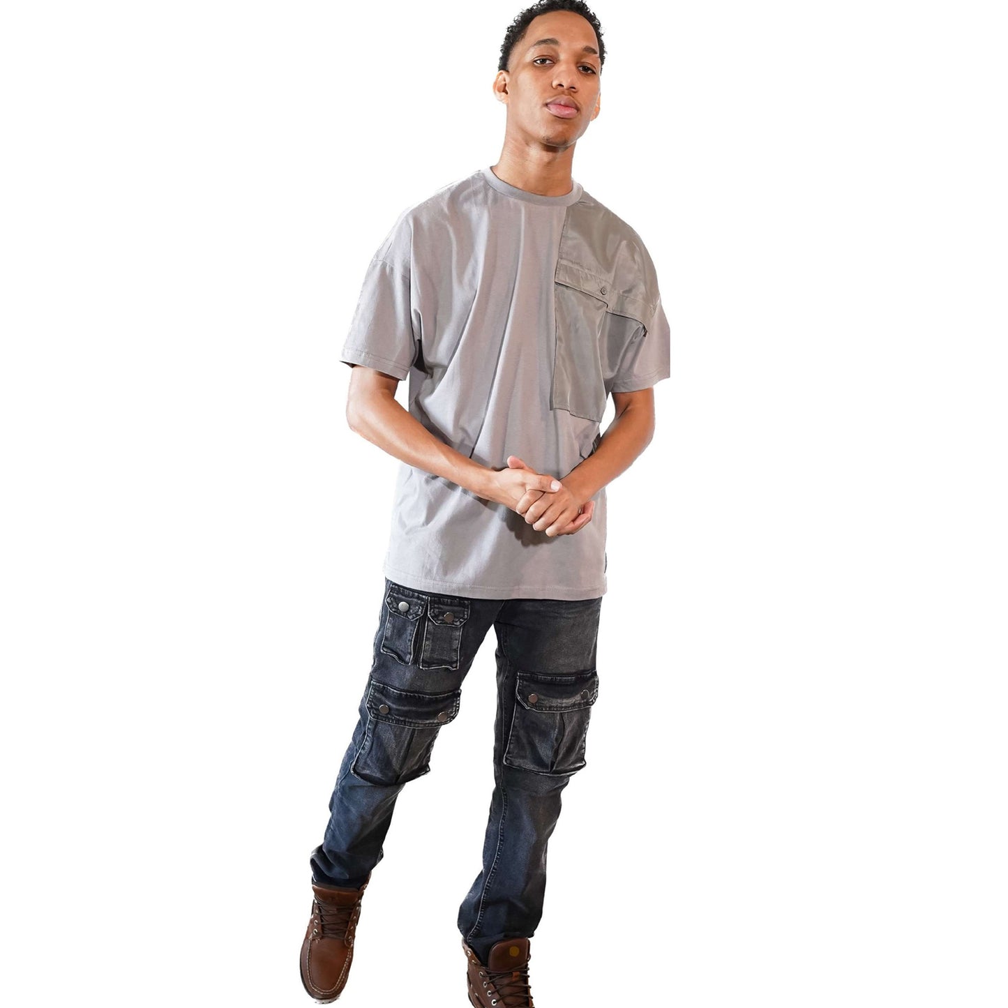 Mens grey pocket oversized tshirt 2
