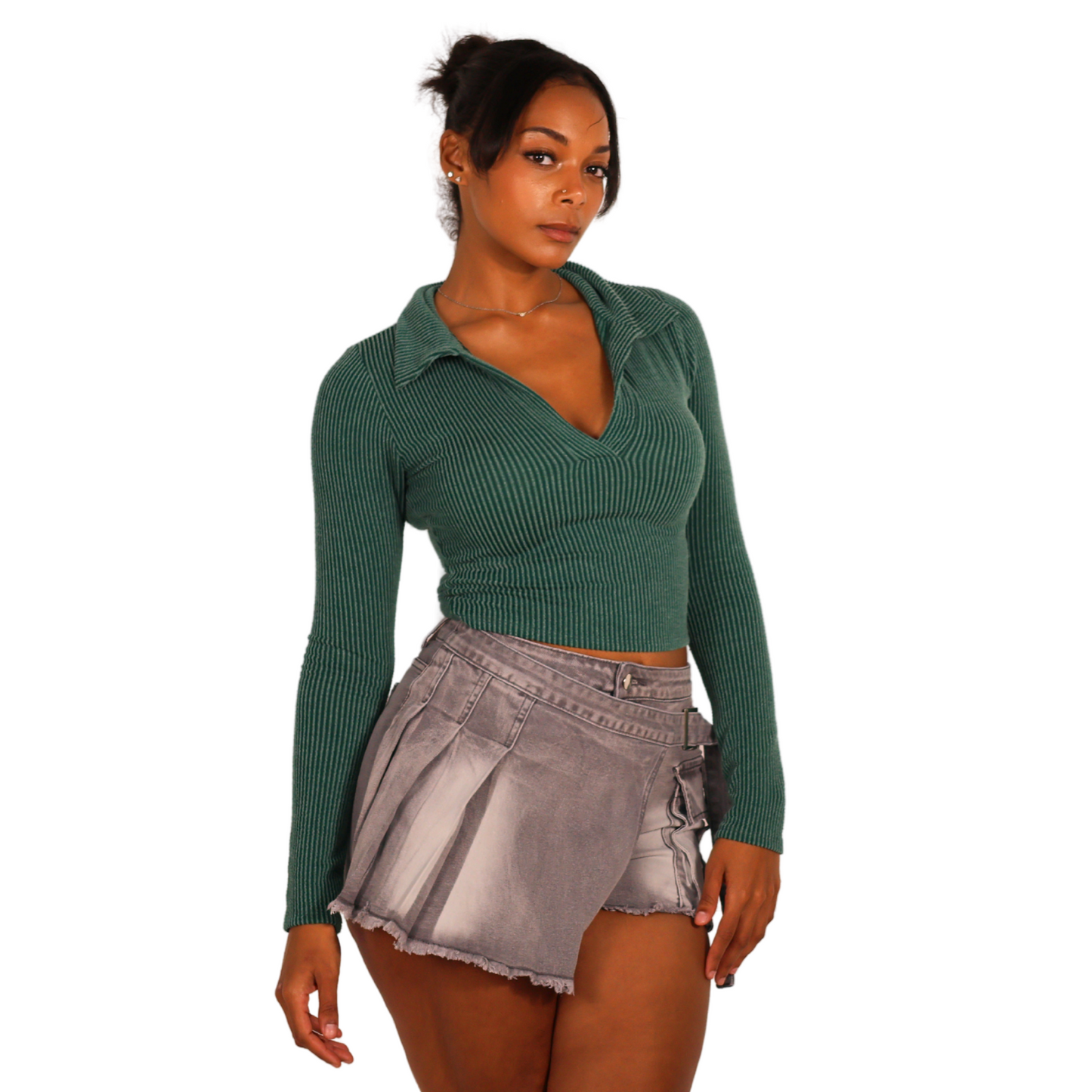 Denim Wrap Mini Skirt