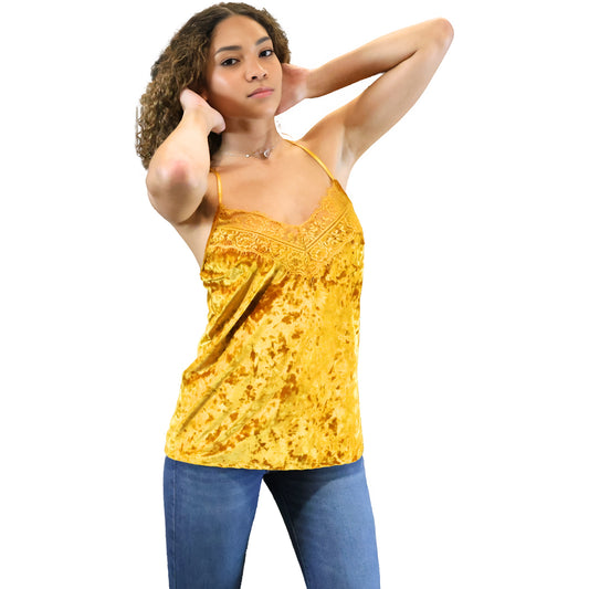Womens Gold Velvet Tank Top