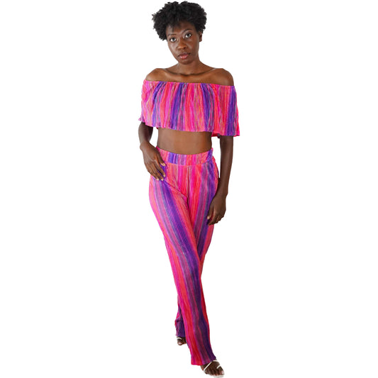 Womens Pink Two Piece Clothing Set
