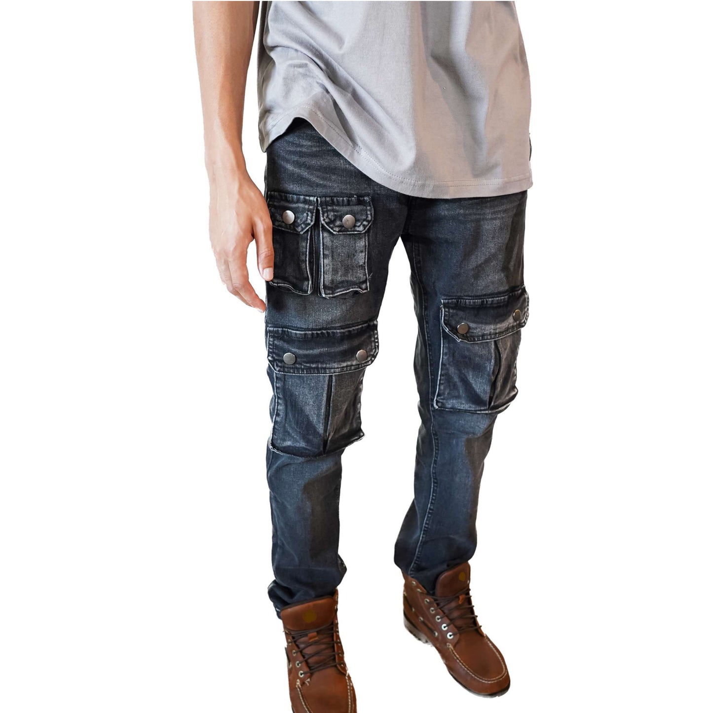 mens front pocket dark blue jeans