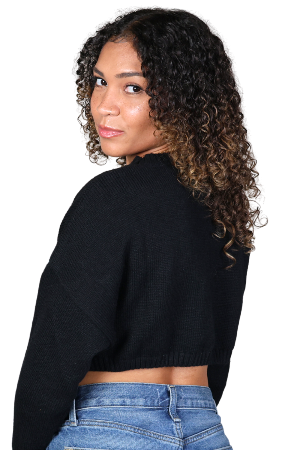 Denim Pocket Crop Sweater