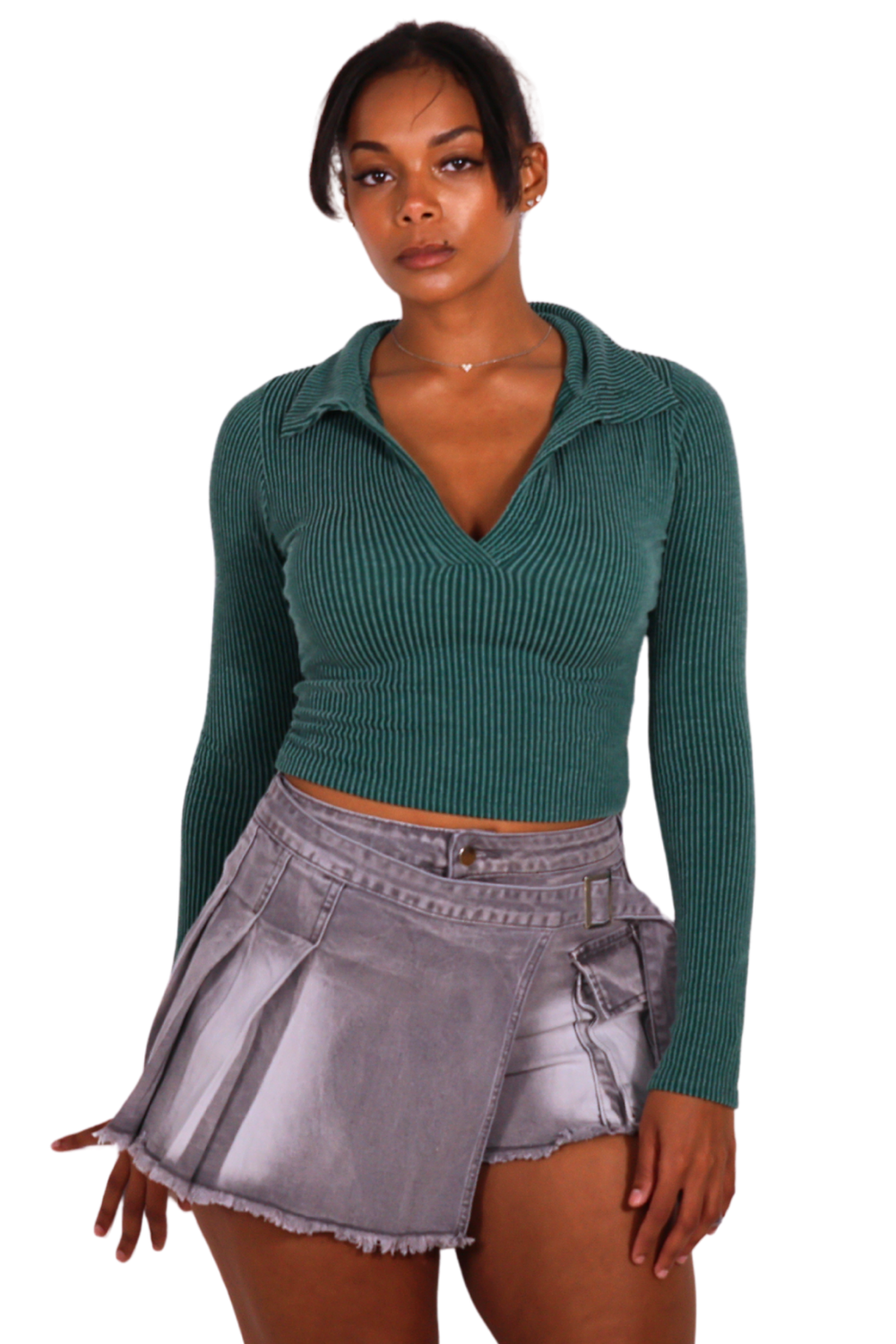 Denim Wrap Mini Skirt