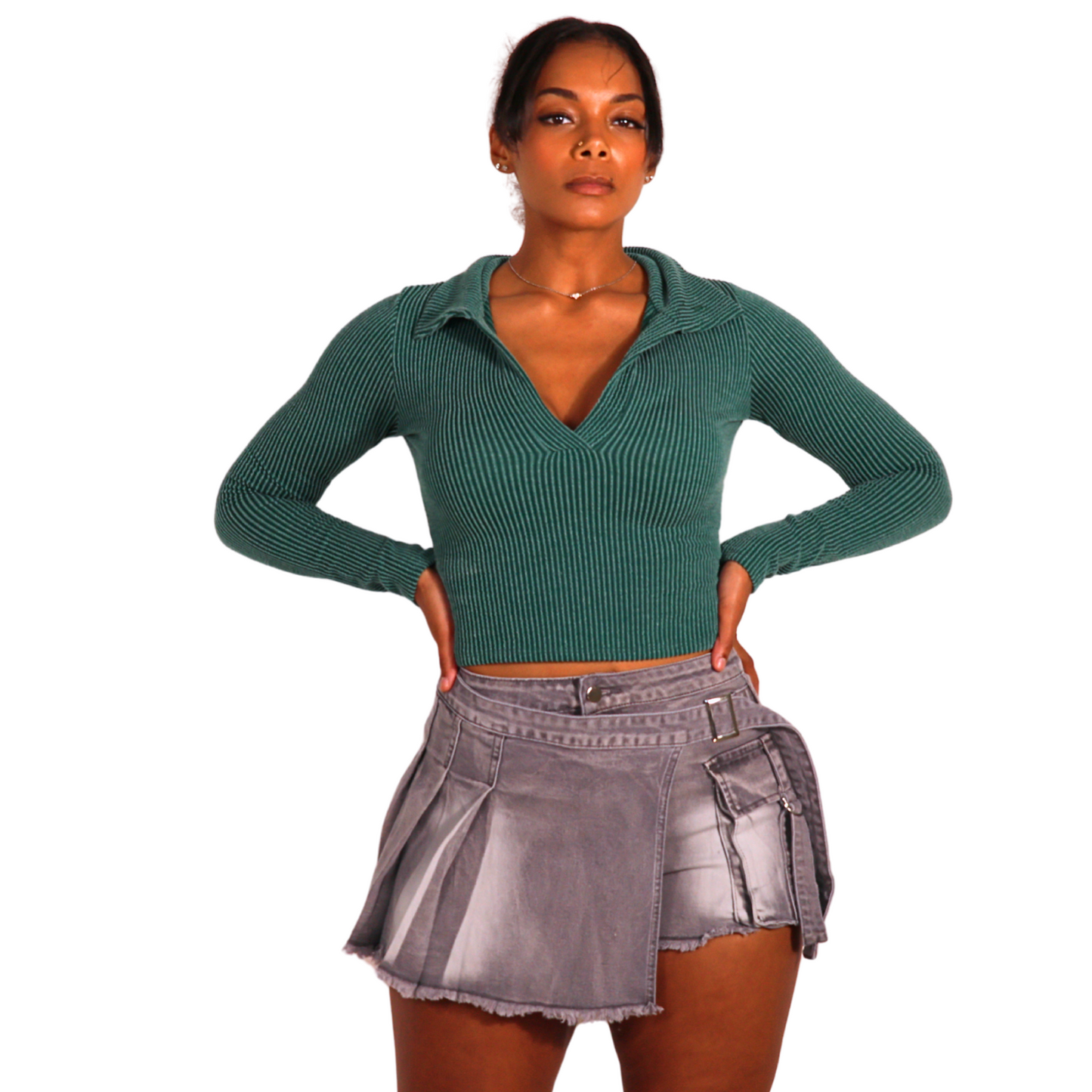 Denim Wrap Mini Skirt