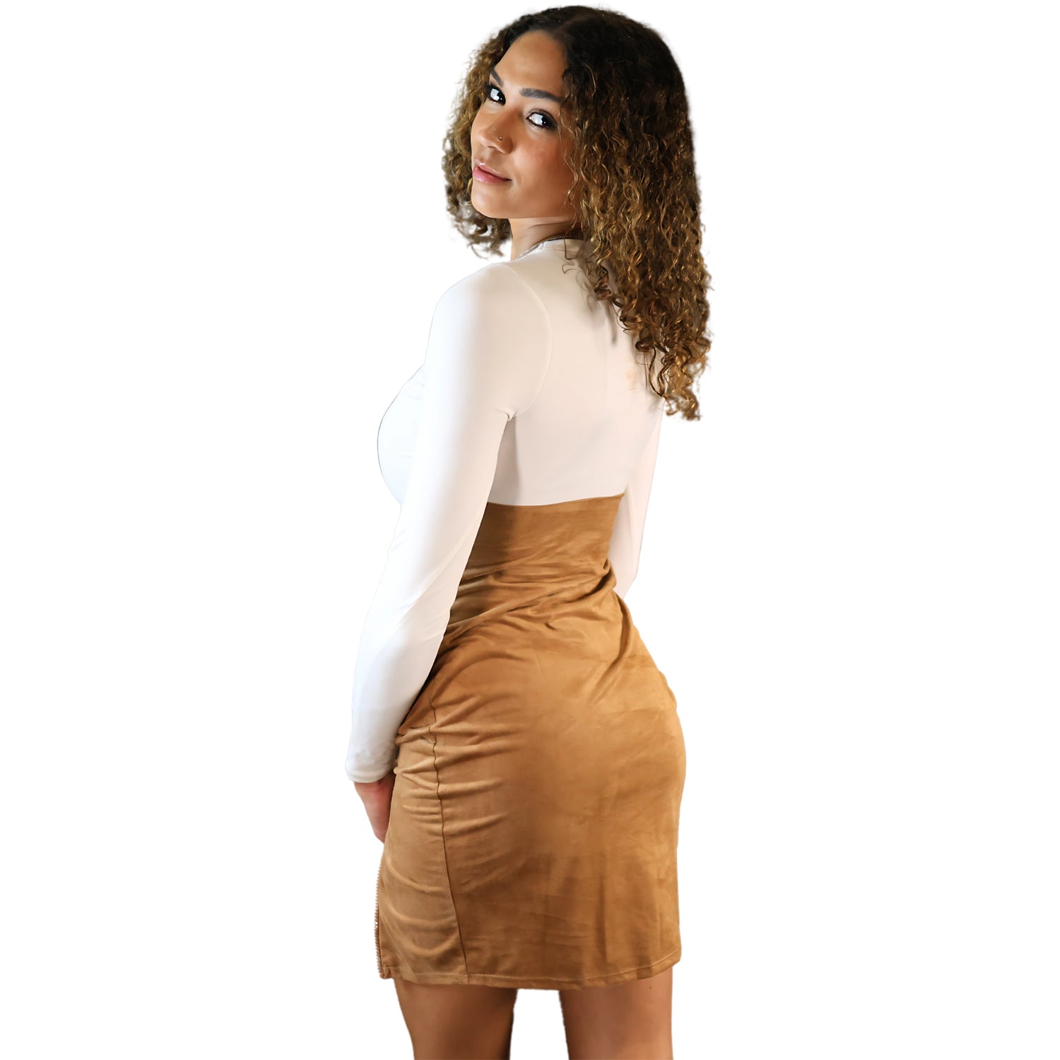 Long Sleeve Mini Dress with Front Slits 2