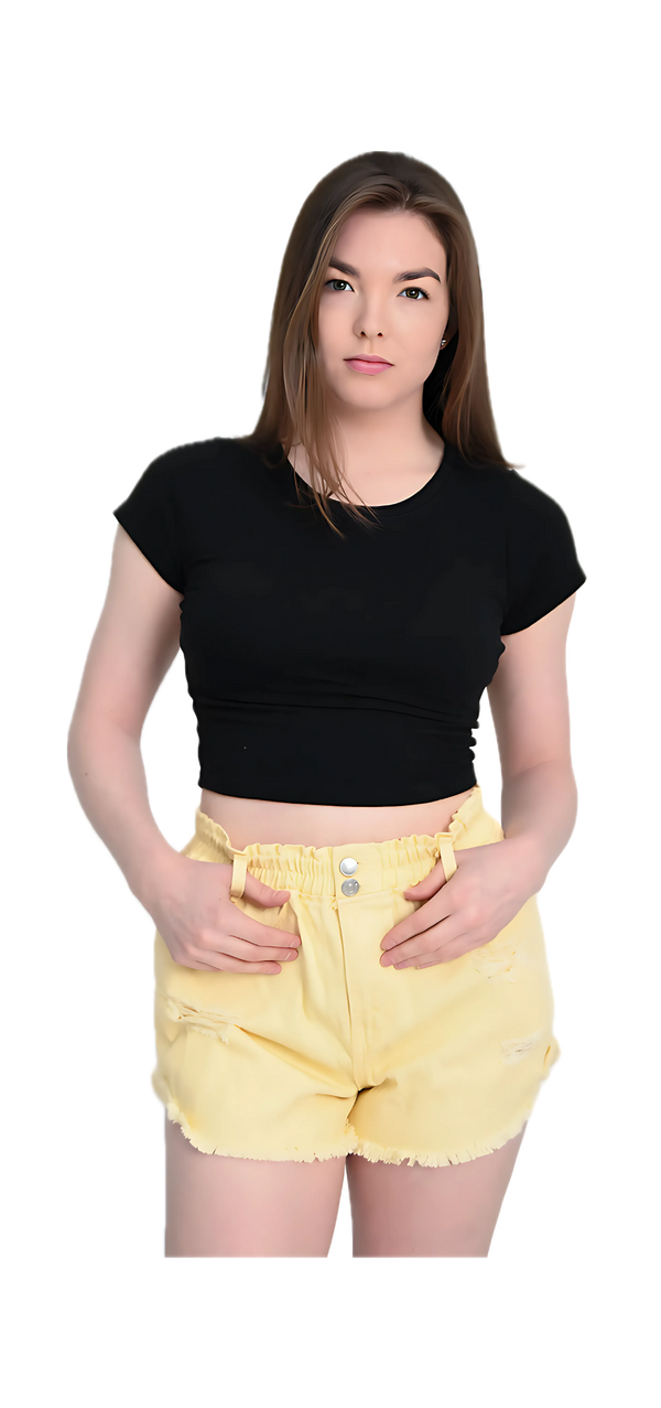 Yellow Denim Shorts