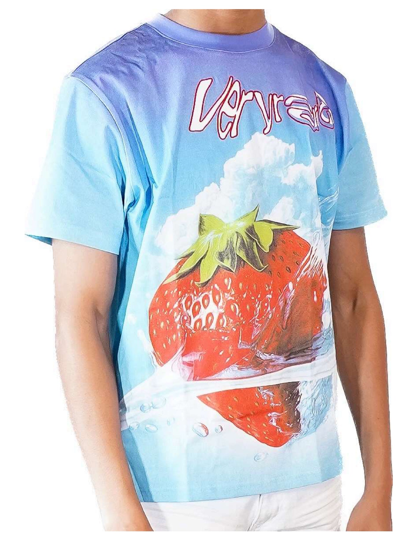 Men's strawberry Blue short-sleeve Graphic T-Shirt